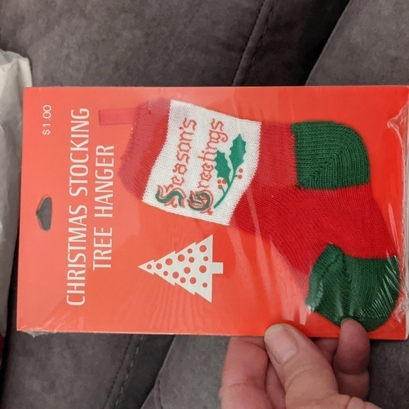 Vintage Hallmark Christmas Stocking Ornament Mini Sock Decor NOS Kitschy - Picture 1 of 2